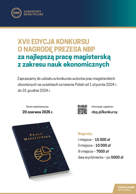 Konkursy na najlepszą pracę magisterską, doktorską i habilitacyjną –  Nagroda Prezesa NBP