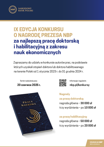 Konkursy na najlepszą pracę magisterską, doktorską i habilitacyjną –  Nagroda Prezesa NBP