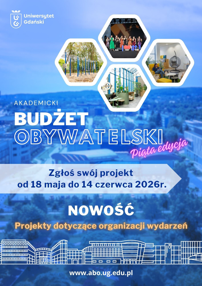 Piąta edycja ABO UG -   zgłoś swój pomysł na projekt ABO do 14 czerwca 2026 r.