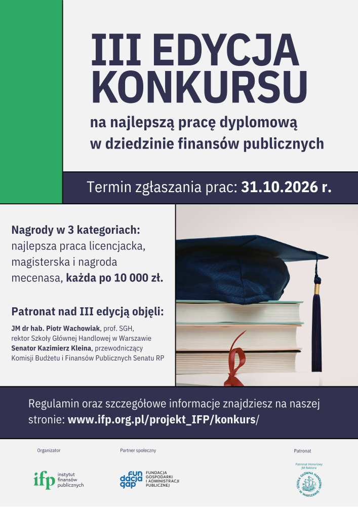 III edycja Konkursu IFP na najlepszą pracę dyplomową w dziedzinie finansów publicznych
