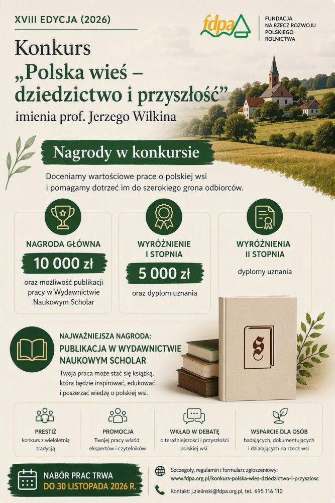 18th Edition of the “Polish Countryside – Heritage and Future” Competition Named After Professor Jerzy Wilkin