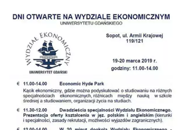 Dni Otwarte Wydziału Ekonomicznego